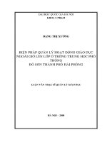 Biện pháp quản lý hoạt động giáo dục ngoài giờ lên lớp ở trường Trung học phổ thông Đồ Sơn thành phố Hải Phòng
