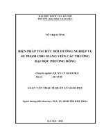 Biện pháp tổ chức bồi dưỡng nghiệp vụ sư phạm cho giảng viên trường Đại học Phương Đông - Hà Nội