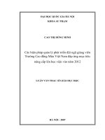 Các biện pháp quản lý phát triển đội ngũ giảng viên Trường Cao đẳng Múa Việt Nam đáp ứng mục tiêu nâng cấp lên học viện vào năm 2012