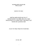 Những biện pháp quản lý nhằm nâng cao hiệu quả tự học ngoại ngữ của sinh viên Trường Cao đẳng Du lịch Hà Nội