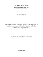 Biện pháp quản lý giáo dục đạo đức cho học sinh ở trường Trung học phổ thông Chuyên Thái Bình trong giai đoạn hiện nay