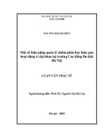 Một số biện pháp quản lý nhằm phát huy hiệu quả hoạt động ở cấp khoa tại trường Cao đẳng Du lịch Hà Nội