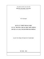 Quản lý thiết bị dạy học ở các trường trung học phổ thông huyện An Lão, thành phố Hải Phòng