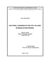 Cultural changes in the Cot village in renovation period = Những biến đổi văn hóa ở làng Cót thời kỳ đổi mới