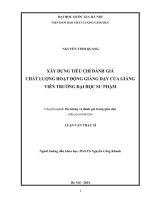 Xây dựng tiêu chí đánh giá chất lượng hoạt động giảng dạy của giảng viên Trường Đại học Sư phạm
