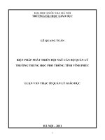 Biện pháp phát triển đội ngũ cán bộ quản lý trường Trung học phổ thông Tỉnh Vĩnh Phúc