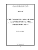 Đánh giá mức độ đáp ứng công việc trên biển của sinh viên chính quy tốt nghiệp ngành Điều khiển tàu biển và máy tàu biển của Trường Đại học Cà Mau
