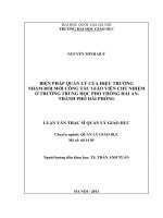 Biện pháp quản lý của hiệu trưởng nhằm đổi mới công tác giáo viên chủ nhiệm ở trường trung học phổ thông Hải An - Thành phố Hải Phòng