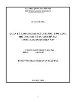 Quản lý Khoa Ngoại ngữ, Trường Cao đẳng Thương mại và Du lịch Hà Nội trong giai đoạn hiện nay