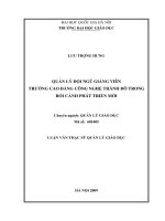 Quản lý đội ngũ giảng viên Trường Cao đẳng Công nghệ Thành Đô trong bối cảnh phát triển mới
