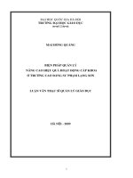 Biện pháp quản lý nâng cao hiệu quả hoạt động cấp Khoa ở trường Cao đẳng Sư phạm Lạng Sơn