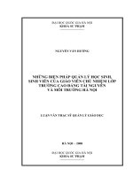 Những biện pháp quản lý học sinh, sinh viên của giáo viên chủ nhiệm lớp Trường Cao đẳng Tài nguyên và Môi trường Hà Nội