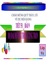 Bài giảng Hình học 9 chương 3 bài 9 Độ dài đường tròn, cung tròn