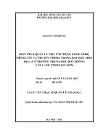 Biện pháp quản lý việc ứng dụng công nghệ thông tin và truyền thống trong dạy học môn địa lý ở trường trung học phổ thông Văn Lãng, tỉnh Lạng Sơn