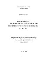 Giải pháp quản lý bồi dưỡng đội ngũ giáo viên mầm non thành phố Hải Phòng trong giai đoạn từ nay đến 2015