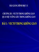 Bài giảng Hình học 11 chương 3 bài 1 Vectơ trong không gian