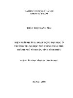 Biện pháp quản lý hoạt động dạy học ở trường Trung học phổ thông Trần Phú thành phố Vĩnh Yên, tỉnh Vĩnh Phúc