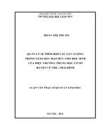 Quản lý sự phối hợp các lực lượng trong giáo dục đạo đức cho học sinh của hiệu trưởng trung học cơ sở Huyện Vũ Thư, Thái Bìn