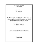Tổ chức công tác quan hệ quốc tế nhằm nâng cao chất lượng đào tạo, nghiên cứu khoa học và hội nhập trong Đại học Quốc gia Hà Nội