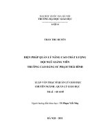 Biện pháp quản lý nâng cao chất lượng đội ngũ giảng viên trường Cao đẳng Sư phạm Thái Bình