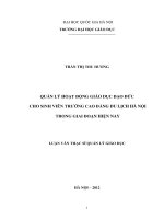 Quản lý hoạt động giáo dục đạo đức cho sinh viên trường Cao đẳng Du lịch Hà Nội trong giai đoạn hiện nay