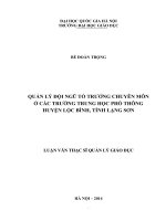 Quản lý đội ngũ tổ trưởng chuyên môn ở các trường trung học phổ thông huyện Lộc Bình, tỉnh Lạng Sơn