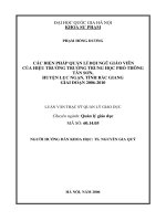 Các biện pháp quản lí đội ngũ giáo viên của hiệu trưởng trường Trung học phổ thông Tân Sơn, huyện Lục Ngạn, tỉnh Bắc Giang giai đoạn 2006 - 2010