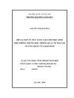 Rèn luyện tư duy sáng tạo cho học sinh phổ thông trung học thông qua các bài tập về ứng dụng của đạo hàm