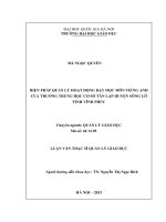 Biện pháp quản lý hoạt động dạy học môn Tiếng Anh của trường trung học cơ sở Tân Lập huyện Sông Lô tỉnh Vĩnh Phúc