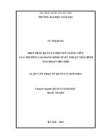 Biện pháp quản lý đội ngũ giảng viên của trường Cao đẳng Kinh tế Kỹ thuật Thái Bình giai đoạn 2011 - 2020