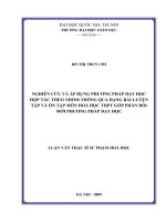 Nghiên cứu và áp dụng phương pháp dạy học hợp tác theo nhóm thông qua dạng bài luyện tập và ôn tập môn hóa học THPT góp phần đổi mới phương pháp dạy học