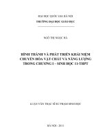 Hình thành và phát triển khái niệm chuyển hóa vật chất và năng lượng trong chương I - Sinh học 11 - Trung học phổ thông