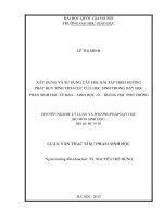 Xây dựng và ứng dụng câu hỏi, bài tập theo hướng phát huy tính cực của học sinh trong dạy học phần sinh học tế bào - Sinh học 10 - Trung học phổ thông