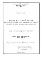 Biện pháp quản lý nguồn học liệu đáp ứng yêu cầu đào tạo theo học chế tín chỉ tại khoa Sư phạm Đại học Quốc gia Hà Nội
