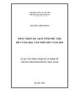 Phát triển du lịch tỉnh Phú Thọ đến năm 2020, tầm nhìn đến năm 2030