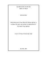 Biện pháp quản lý hoạt động bồi dưỡng nghiệp vụ sư phạm cho giáo viên trường Cao đẳng Kinh tế - Kỹ thuật Công nghiệp I