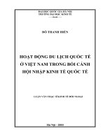 Hoạt động du lịch quốc tế ở Việt Nam trong bối cảnh hội nhập kinh tế quốc tế
