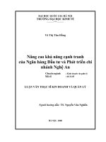 Nâng cao khả năng cạnh tranh của Ngân hàng Đầu tư và Phát triển chi nhánh Nghệ An