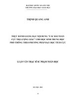 Thực hành giảng dạy nội dung Các bài toán cực trị lượng giác cho học sinh trung học phổ thông theo phương pháp dạy học tích cực