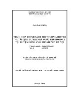 Thực hiện chính sách bồi thường, hỗ trợ và tái định cư khi Nhà nước thu hồi đất tại huyện Đông Anh, thành phố Hà Nội