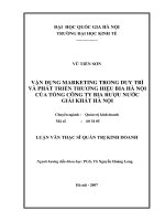Vận dụng marketing trong duy trì và phát triển thương hiệu bia Hà Nội của Tổng công ty bia rượu nước giải khát Hà Nội