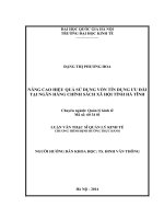Nâng cao hiệu quả sử dụng vốn tín dụng ưu đãi tại Ngân hàng Chính sách xã hội tỉnh Hà Tĩnh