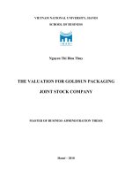 The valuation for Goldsun Packaging Joint Stock Company = Đánh giá cho công ty cổ phần bao bì Goldsun