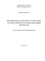 Phát triển dịch vụ ngân hàng của Trung Quốc sau khi ra nhập WTO và bài học kinh nghiệm cho Việt Nam