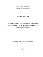 Tích hợp giáo dục giới tính trong dạy học nội dung sinh học cơ thể động vật - Sinh học 11 - trung học phổ thông tt