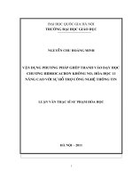 Vận dụng phương pháp ghép tranh vào dạy học chương Hidrocacbon không no, hóa học lớp 11 nâng cao với sự hỗ trợ của công nghệ thông tin