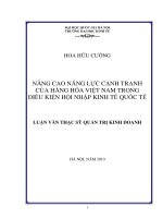 Nâng cao năng lực cạnh tranh của hàng hóa Việt Nam trong điều kiện hội nhập kinh tế quốc tế
