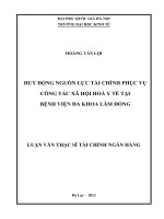 Huy động nguồn lực tài chính phục vụ công tác xã hội hóa y tế tại bệnh viện Đa khoa Lâm Đồng