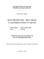 Quản trị tiền mặt - Thực trạng và giải pháp ở Công ty Việt Hà