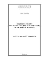 Họat động thu hút vốn đầu tư trực tiếp nước ngoài (FDI) tại khu kinh tế Dung Quất